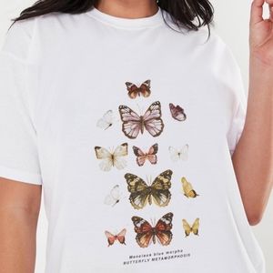 Missguided butterfly graphic tee plus size 12 NWT